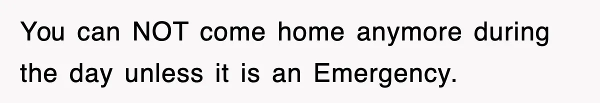 You can NOT come home anymore during the day unless it is an Emergency.