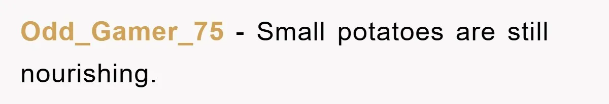 Odd_Gamer_75 − Small potatoes are still nourishing.