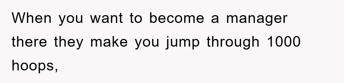 When you want to become a manager there they make you jump through 1000 hoops,