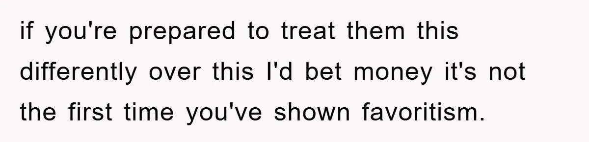 Dad Pays for One Son's Wedding, Tells Other Son He Hates His Wife if you're prepared to treat them this differently over this I'd bet money it's not the first time you've shown favoritism.
