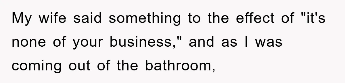 My wife said something to the effect of "it's none of your business," and as I was coming out of the bathroom,