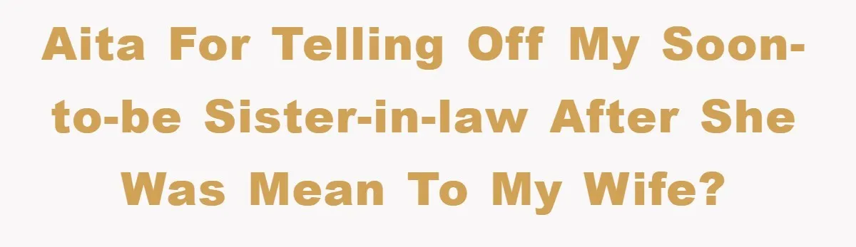 AITA for telling off my soon-to-be sister-in-law after she was mean to my wife?