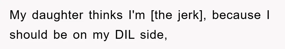 My daughter thinks I'm [the jerk], because I should be on my DIL side,
