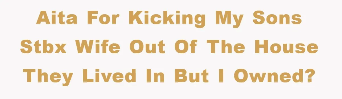 AITA for kicking my Sons STBX Wife out of the house they lived in but I owned?
