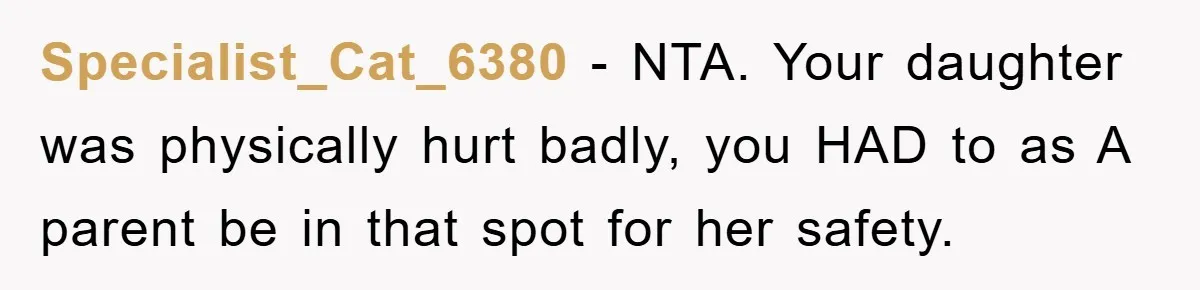 Woman Stands Her Ground In School Parking Lot, Accused Of “Ruining” An Autistic Student’s Routine Specialist_Cat_6380 − NTA. Your daughter was physically hurt badly, you HAD to as A parent be in that spot for her safety.