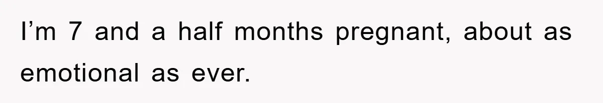 I’m 7 and a half months pregnant, about as emotional as ever.