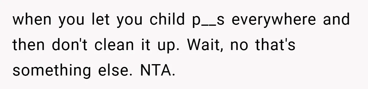 Pregnant Sister Calls Her Sibling Heartless After Being Told To Clean Up Her Own Son’s Bathroom Chaos when you let you child p__s everywhere and then don't clean it up. Wait, no that's something else. NTA.