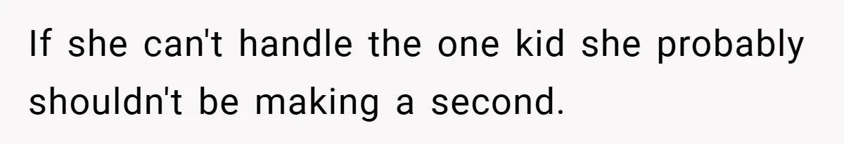 Pregnant Sister Calls Her Sibling Heartless After Being Told To Clean Up Her Own Son’s Bathroom Chaos If she can't handle the one kid she probably shouldn't be making a second.