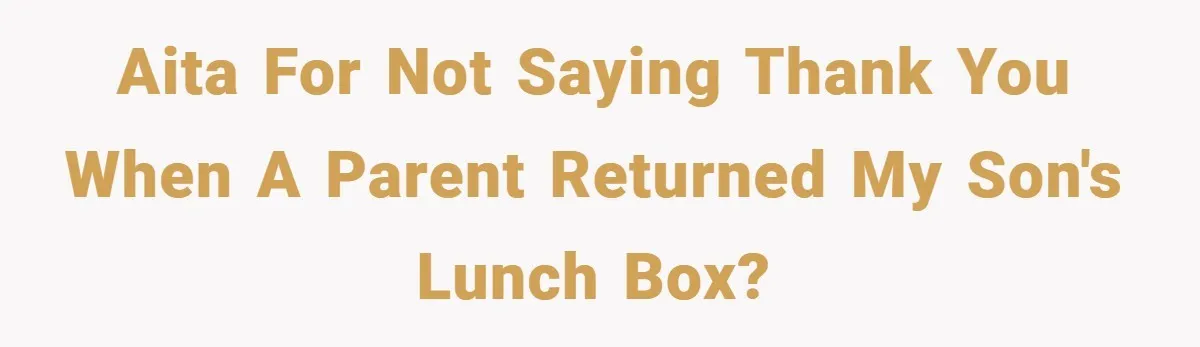 AITA for not saying thank you when a parent returned my son's lunch box?