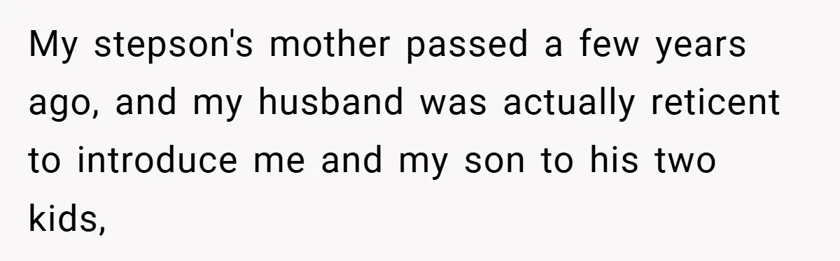 My stepson's mother passed a few years ago, and my husband was actually reticent to introduce me and my son to his two kids,