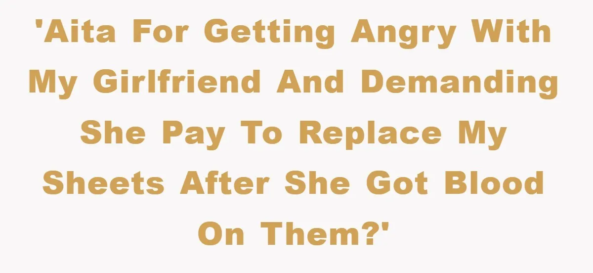 'AITA for getting angry with my girlfriend and demanding she pay to replace my sheets after she got blood on them?'