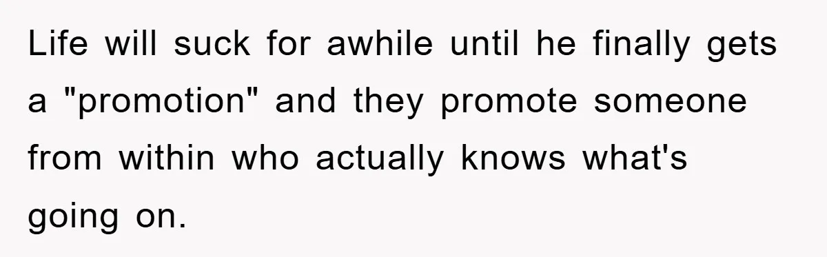 Life will suck for awhile until he finally gets a "promotion" and they promote someone from within who actually knows what's going on.