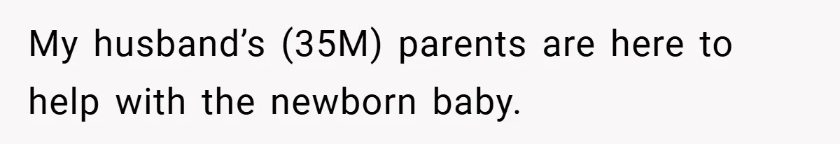 My husband’s (35M) parents are here to help with the newborn baby.