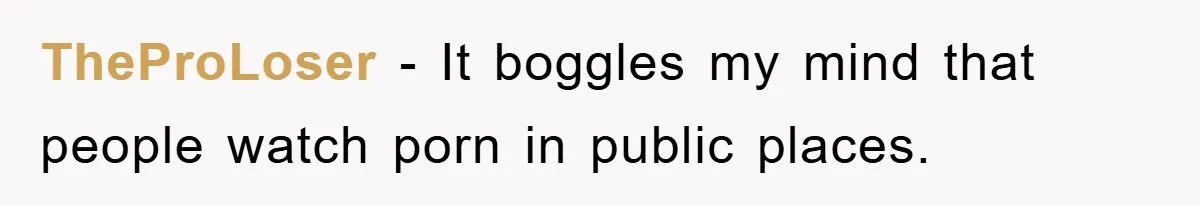 TheProLoser − It boggles my mind that people watch porn in public places.
