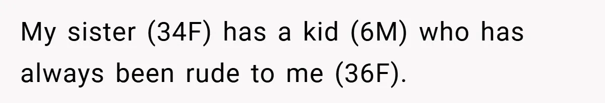 My sister (34F) has a kid (6M) who has always been rude to me (36F).