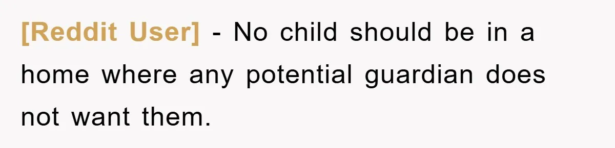 [Reddit User] − No child should be in a home where any potential guardian does not want them.