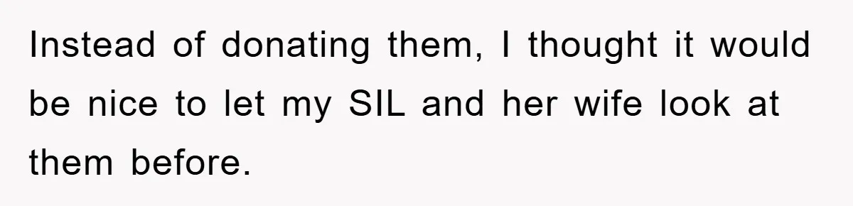 Instead of donating them, I thought it would be nice to let my SIL and her wife look at them before.