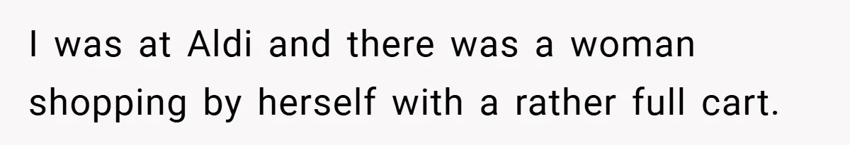 I was at Aldi and there was a woman shopping by herself with a rather full cart.