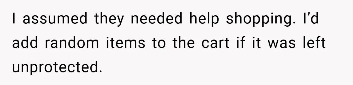 I assumed they needed help shopping. I’d add random items to the cart if it was left unprotected.