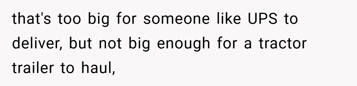 that's too big for someone like UPS to deliver, but not big enough for a tractor trailer to haul,