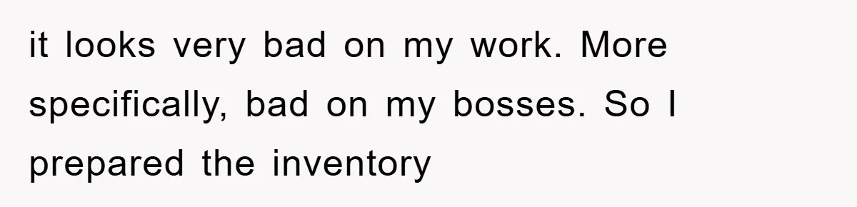 it looks very bad on my work. More specifically, bad on my bosses. So I prepared the inventory