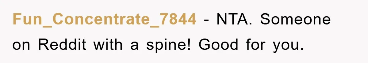 Fun_Concentrate_7844 − NTA. Someone on Reddit with a spine! Good for you.