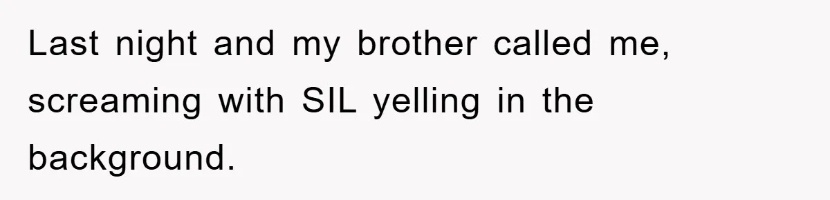 Last night and my brother called me, screaming with SIL yelling in the background.