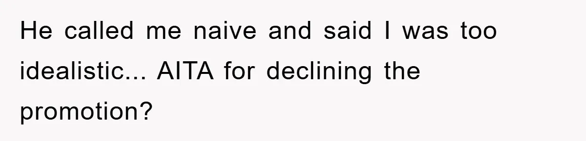 He called me naive and said I was too idealistic... AITA for declining the promotion?