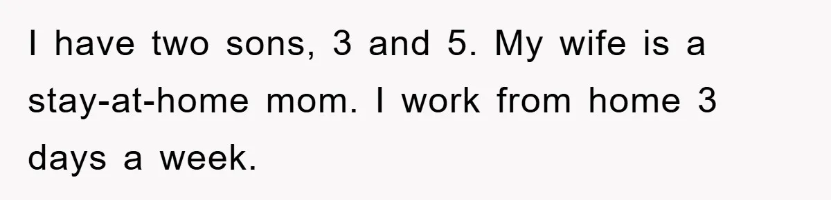 Man Working From Home “Trains” His Wife Like A Cat During Meetings, Internet Divided I have two sons, 3 and 5. My wife is a stay-at-home mom. I work from home 3 days a week.
