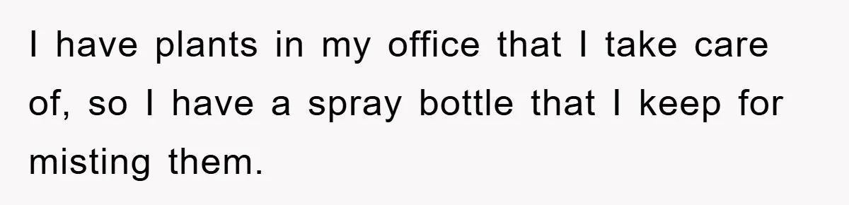 Man Working From Home “Trains” His Wife Like A Cat During Meetings, Internet Divided I have plants in my office that I take care of, so I have a spray bottle that I keep for misting them.