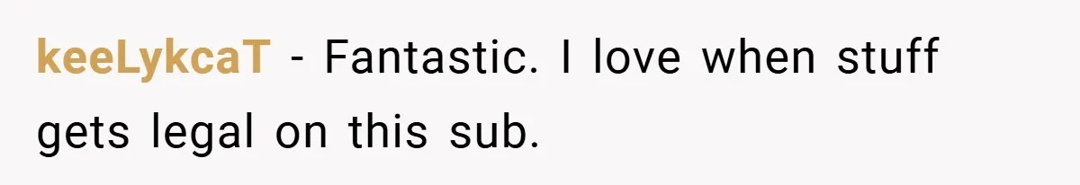 keeLykcaT − Fantastic. I love when stuff gets legal on this sub.