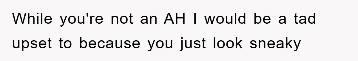 While you're not an AH I would be a tad upset to because you just look sneaky