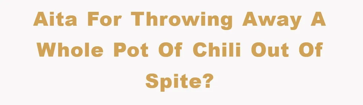 AITA for throwing away a whole pot of chili out of spite?