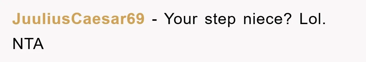 JuuliusCaesar69 - Your step niece? Lol. NTA