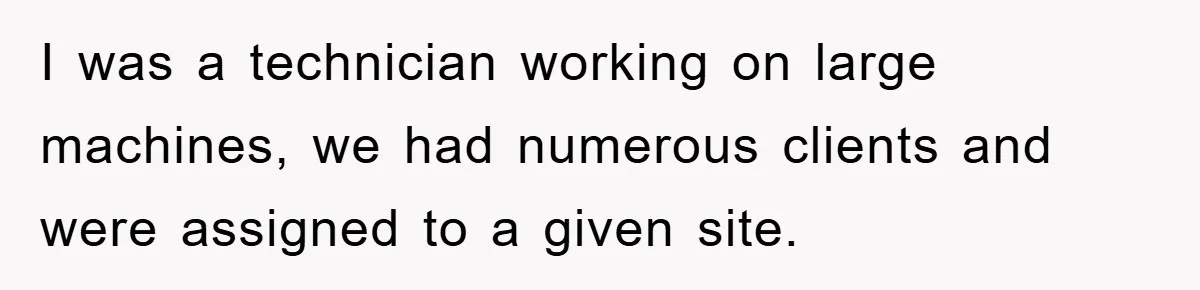 I was a technician working on large machines, we had numerous clients and were assigned to a given site.