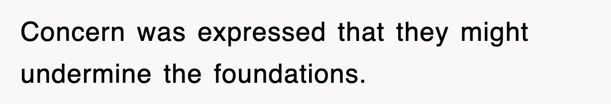 Concern was expressed that they might undermine the foundations.