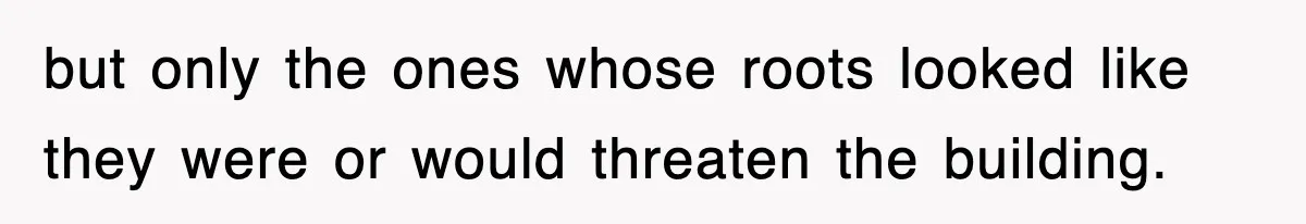but only the ones whose roots looked like they were or would threaten the building.