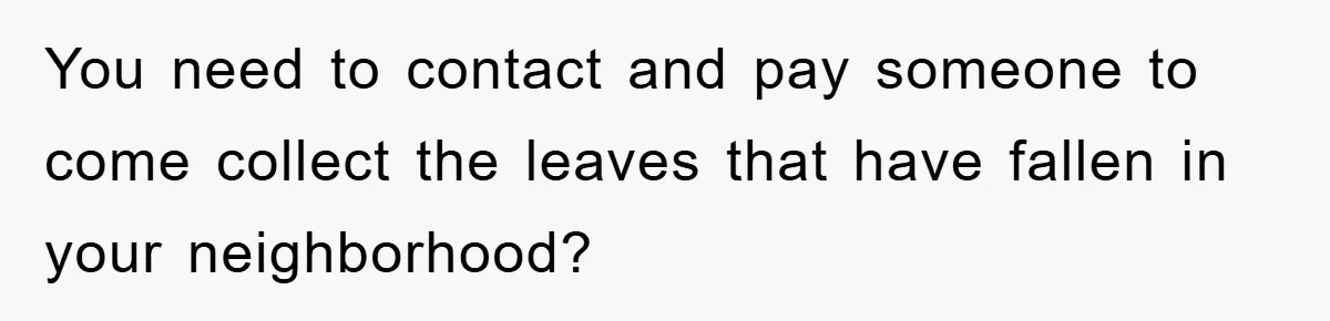 You need to contact and pay someone to come collect the leaves that have fallen in your neighborhood?