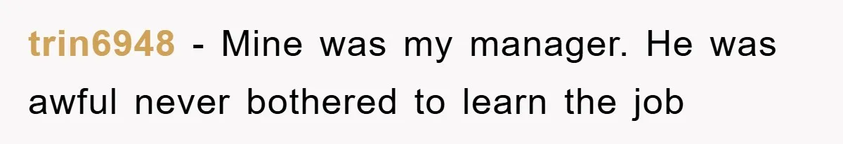 trin6948 − Mine was my manager. He was awful never bothered to learn the job
