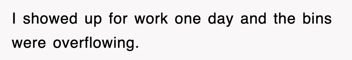 I showed up for work one day and the bins were overflowing.