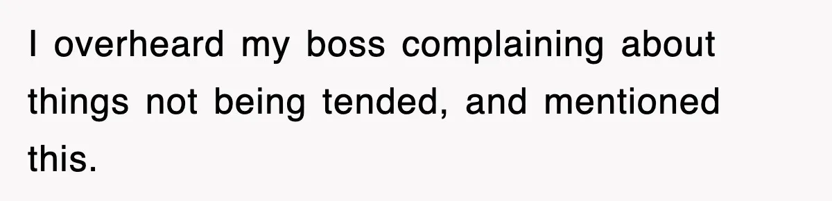 I overheard my boss complaining about things not being tended, and mentioned this.