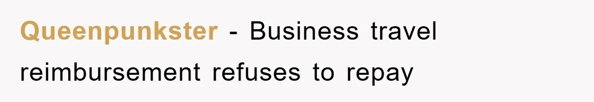 Queenpunkster − Business travel reimbursement refuses to repay
