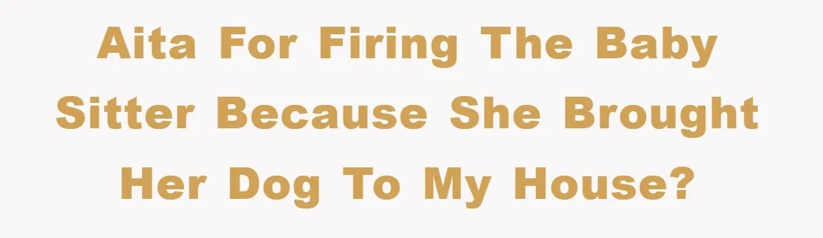 AITA for firing the baby sitter because she brought her dog to my house?
