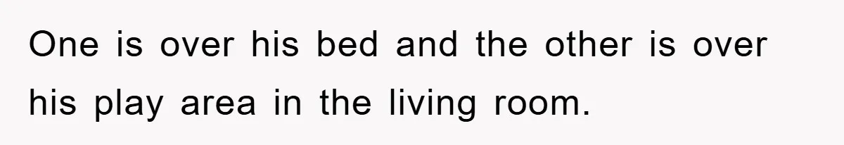 One is over his bed and the other is over his play area in the living room.