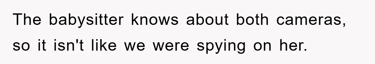 The babysitter knows about both cameras, so it isn't like we were spying on her.