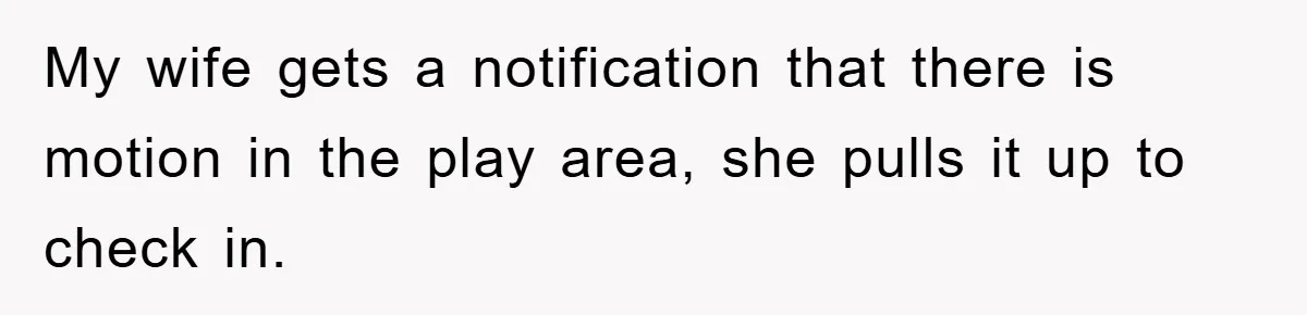My wife gets a notification that there is motion in the play area, she pulls it up to check in.
