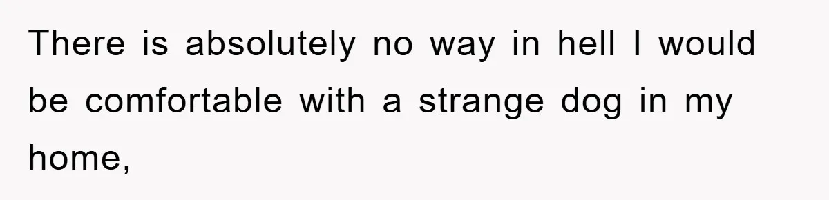 There is absolutely no way in hell I would be comfortable with a strange dog in my home,