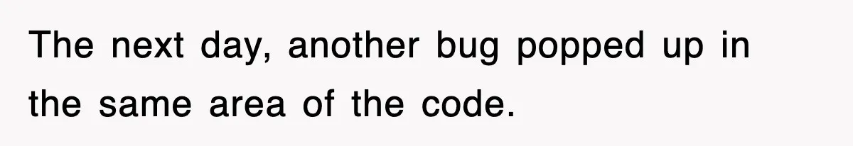 The next day, another bug popped up in the same area of the code.