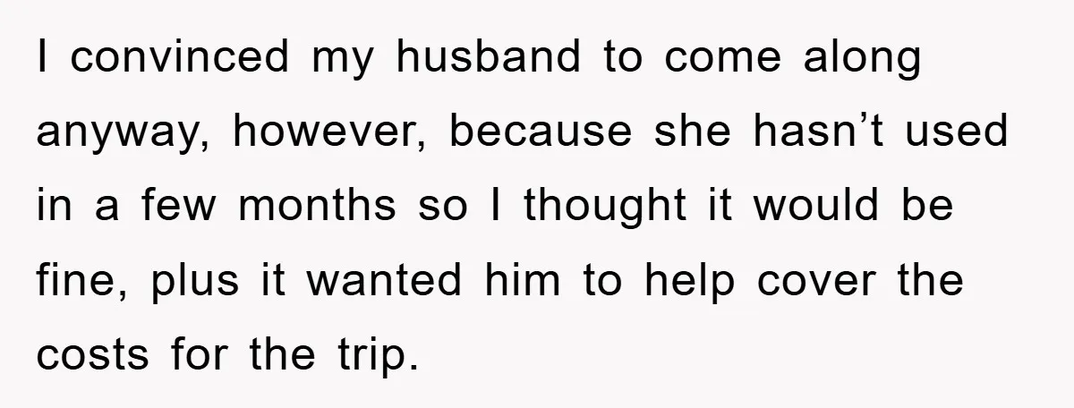 I convinced my husband to come along anyway, however, because she hasn’t used in a few months so I thought it would be fine, plus it wanted him to help...