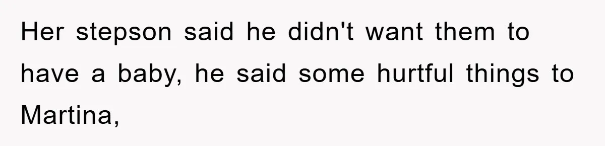 Her stepson said he didn't want them to have a baby, he said some hurtful things to Martina,